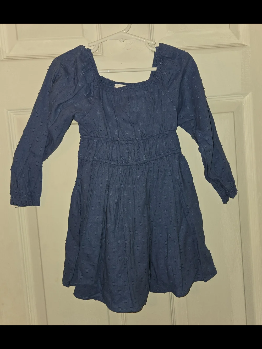 Wonder Nation Navy Blue Long Sleeve Textured Cotton Dress SZ 3T
